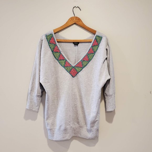 Rue21 Sweaters - Rue21 beaded vneck sweatshirt, L